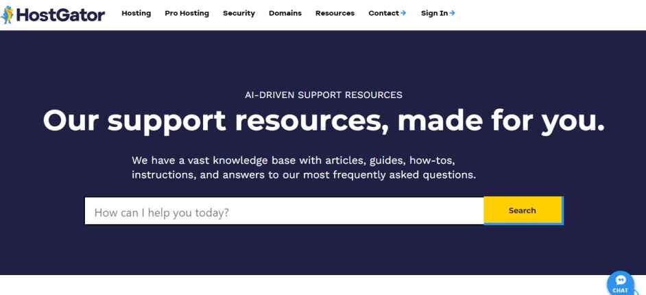 A screen shot of HostGator Knowledge base