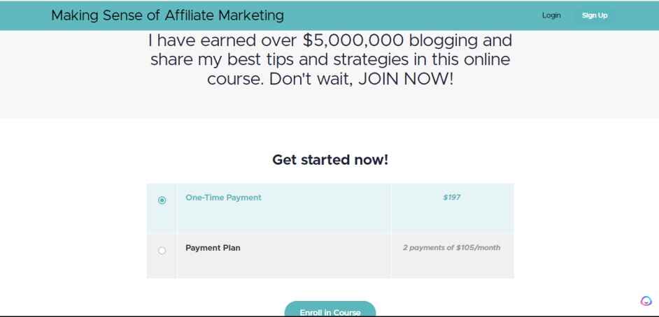 A screen shot  of Making sense of affiliate marketing price