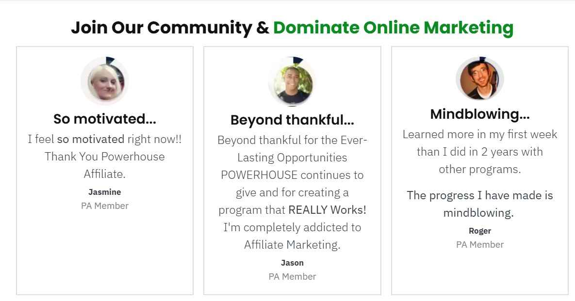 Screen shot of Powerhouse Affiliate review page