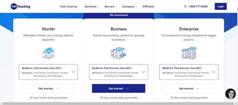 A screen shot of TMD Shared Hosting page 
