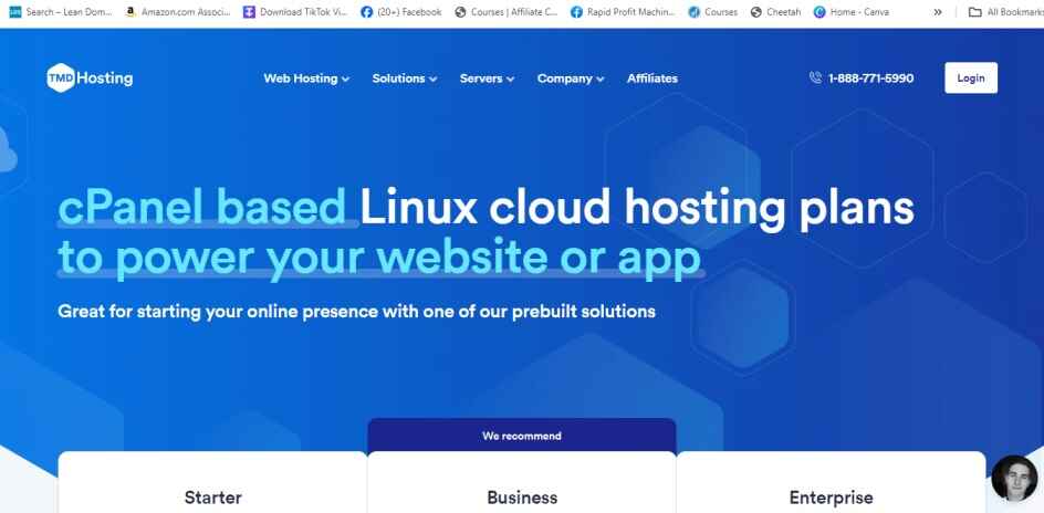 A screenshot OF TMD Cloud hosting 