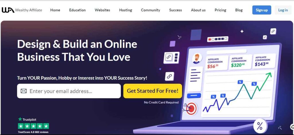 A screen shot of Wealthy Affiliate Homepage