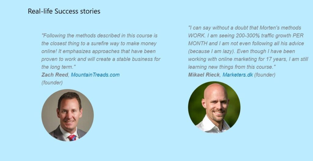 A screen shot of Passive Income Geek success Stories