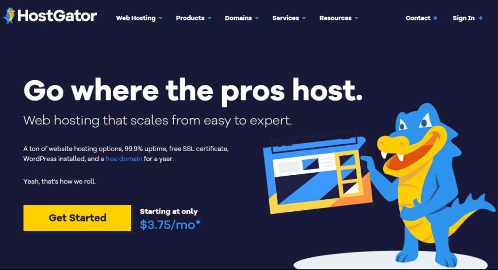 HostGator homepage Screen shot