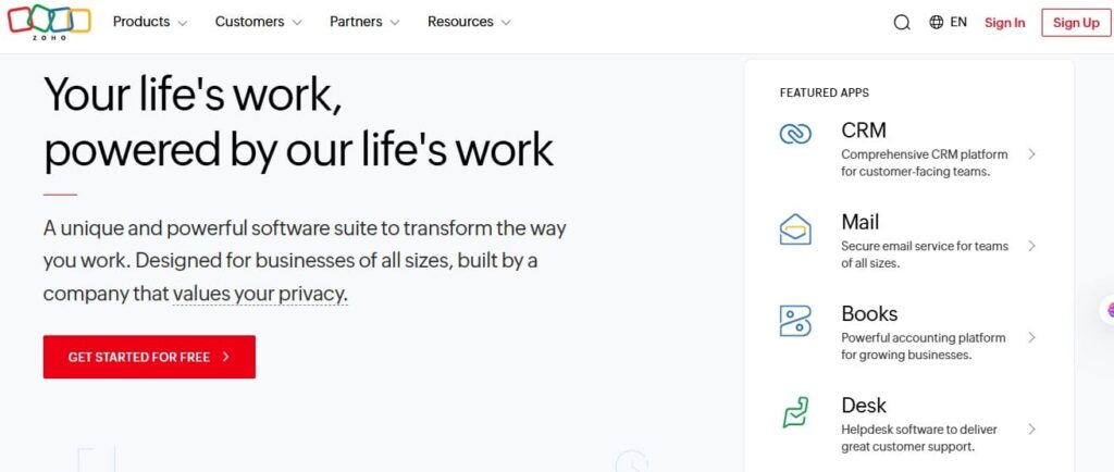 ZOHO Screenshot